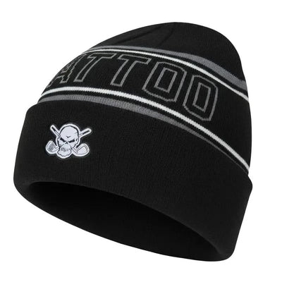 Black golf beanie with 'Tattoo' text and skull tattoo logo