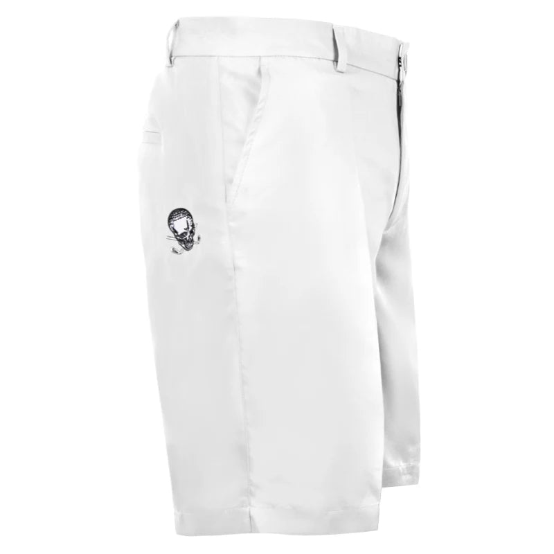 White shorts with a small black logo