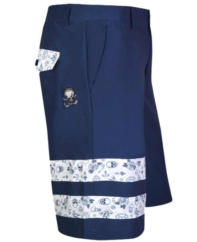 navy tattoo flash golf shorts